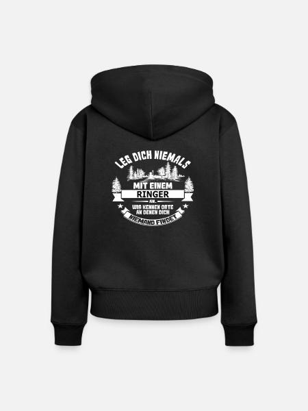 ringer - Frauen Premium Bio Zip Hoodie - Schwarz