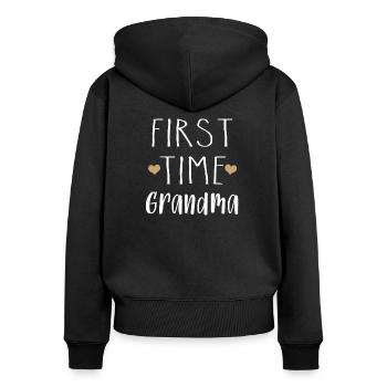 Zum ersten Mal Oma | Zukünftige Großmutter - Frauen Premium Bio Zip Hoodie - Schwarz - Hinten - Julia (174cm)