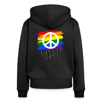 Love is love - Frauen Premium Bio Zip Hoodie - Schwarz - Hinten - Julia (174cm)
