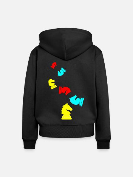 Pferd Schachfigur - Frauen Premium Bio Zip Hoodie - Schwarz