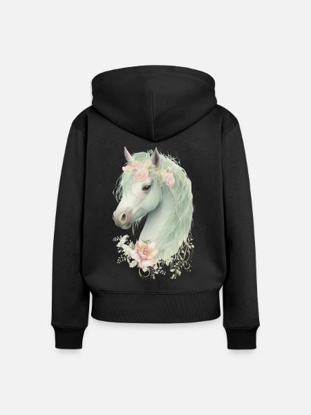 Pferd Mystisch - Frauen Premium Bio Zip Hoodie - Schwarz