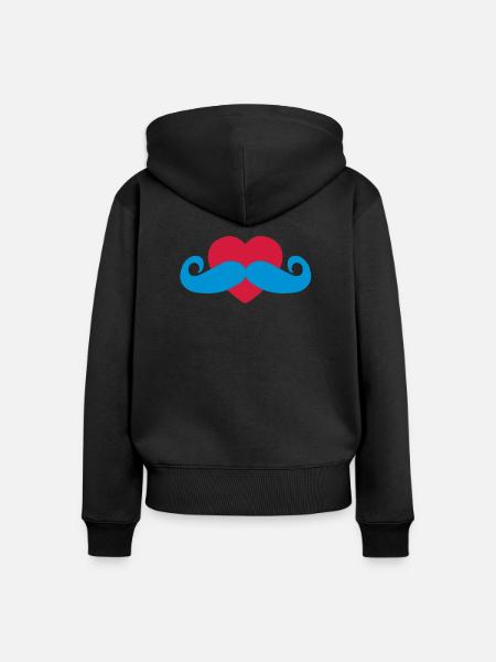 heart moustache / love moustache - Frauen Premium Bio Zip Hoodie - Schwarz
