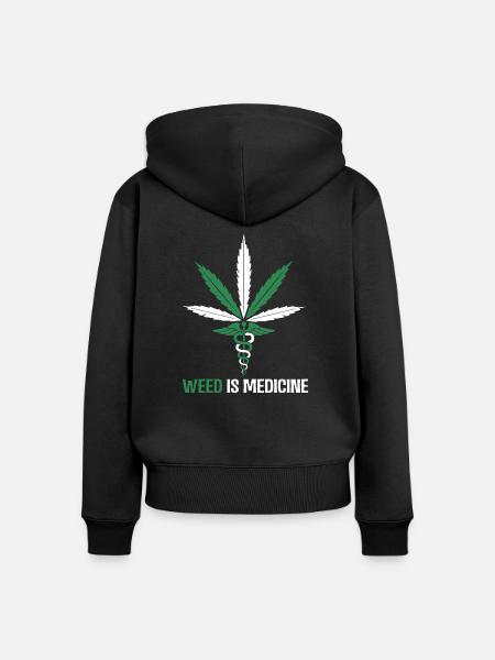 Weed ist Medizin - Frauen Premium Bio Zip Hoodie - Schwarz