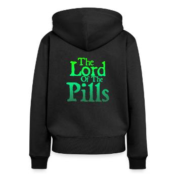 Lord der Pillen - Frauen Premium Bio Zip Hoodie - Schwarz - Hinten - Julia (174cm)