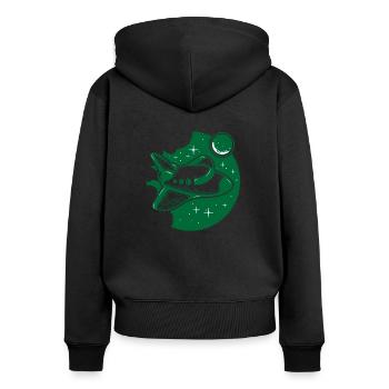 vaisseau spatial - Sweat à capuche zippé Premium bio Femme - noir - Dos - Julia (174cm)