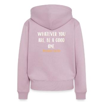 Lincoln Zitat - Frauen Premium Bio Zip Hoodie - Altrosa - Hinten - Julia (174cm)