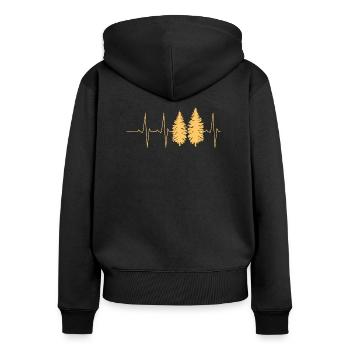 Tannen Herzschlag - Frauen Premium Bio Zip Hoodie - Schwarz - Hinten - Julia (174cm)