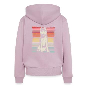 Strip Husky - Women's Premium Organic Zip Hoodie - dusky pink - Back - Julia (174cm)