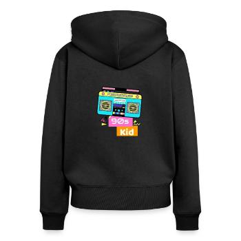 Kassettenrecorder retro Nostalgie Ghettoblaster - Frauen Premium Bio Zip Hoodie - Schwarz - Hinten - Julia (174cm)