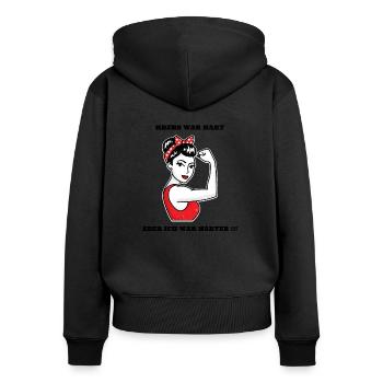 Cancer fighting statement motivation gift tshirt - Women's Premium Organic Zip Hoodie - black - Back - Julia (174cm)
