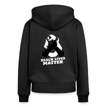 Black lives Matter Demonstration Protest Tshirt - Frauen Premium Bio Zip Hoodie - Schwarz - Hinten - Julia (174cm)