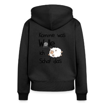 knitting ladies tshirt sheep gift idea - Women's Premium Organic Zip Hoodie - black - Back - Julia (174cm)