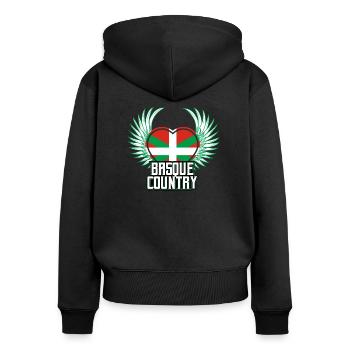 Pays basque - Sweat à capuche zippé Premium bio Femme - noir - Dos - Julia (174cm)