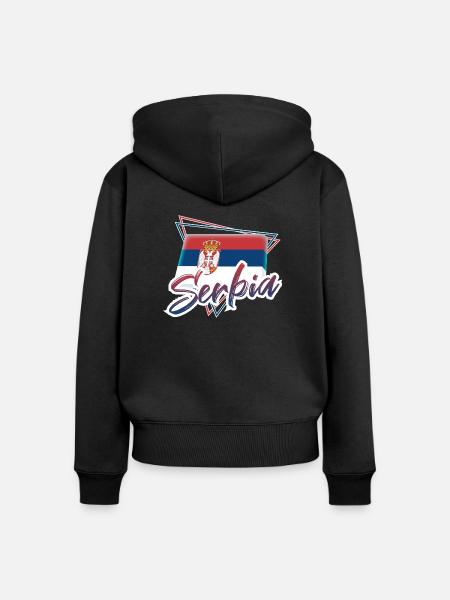 Serbien - Frauen Premium Bio Zip Hoodie - Schwarz
