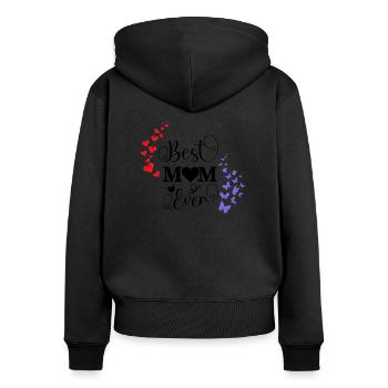 Best mom ever - Sweat à capuche zippé Premium bio Femme - noir - Dos - Julia (174cm)