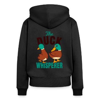 Canards chuchoteurs - Sweat à capuche zippé Premium bio Femme - noir - Dos - Julia (174cm)