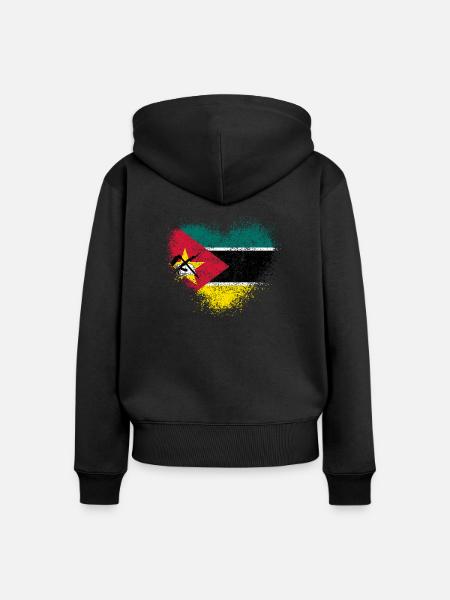 Mosambik - Frauen Premium Bio Zip Hoodie - Schwarz