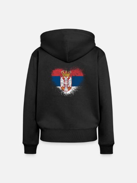 Serbien - Frauen Premium Bio Zip Hoodie - Schwarz