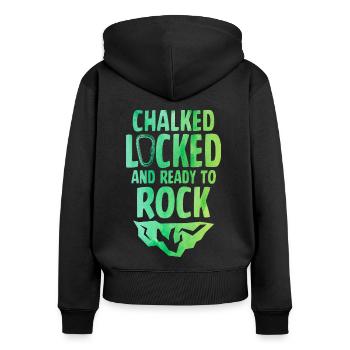 Chalked Locked And Ready To Rock Rock Climber Boul - Frauen Premium Bio Zip Hoodie - Schwarz - Hinten - Julia (174cm)