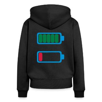Batterieladung niedrig Batterie leer Müdigkeit - Frauen Premium Bio Zip Hoodie - Schwarz - Hinten - Julia (174cm)
