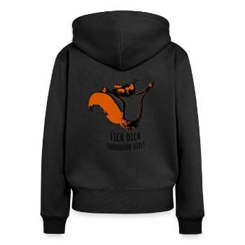 Fick dich soooo viel! Eichhörnchen - Frauen Premium Bio Zip Hoodie - Schwarz - Hinten - Julia (174cm)