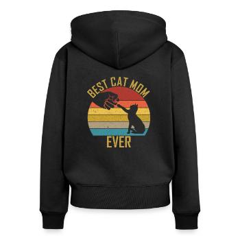 Chat mama chat cat maman amoureux des chats cadeau - Sweat à capuche zippé Premium bio Femme - noir - Dos - Julia (174cm)