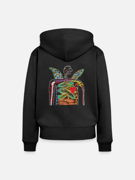 Schneeeulen-Humanographie - Frauen Premium Bio Zip Hoodie - Schwarz
