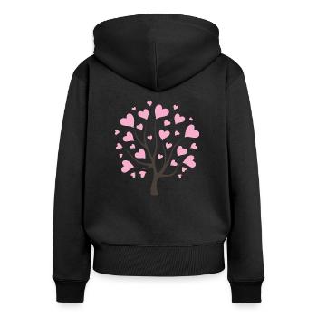 Love tree with pink hearts - Women's Premium Organic Zip Hoodie - black - Back - Julia (174cm)