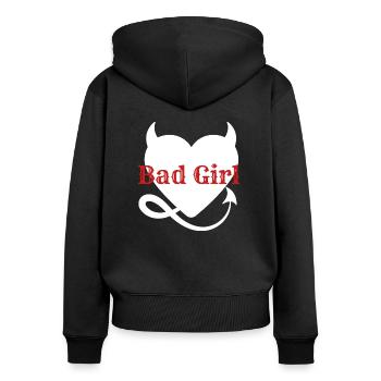 Bad Girl - Sweat à capuche zippé Premium bio Femme - noir - Dos - Julia (174cm)