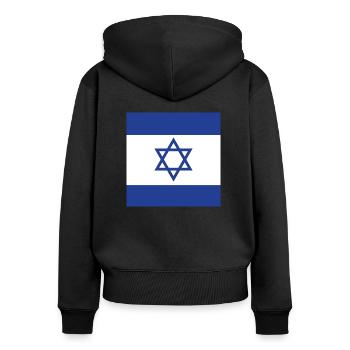 Drapeau d'Israël, étoile de David, cadeau de l'État juif - Sweat à capuche zippé Premium bio Femme - noir - Dos - Julia (174cm)