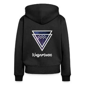 Aquarius - Women's Premium Organic Zip Hoodie - black - Back - Julia (174cm)