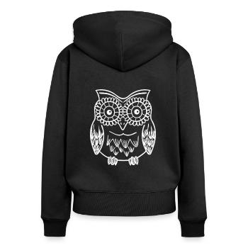 Funny Owl Night Bird - Women's Premium Organic Zip Hoodie - black - Back - Julia (174cm)