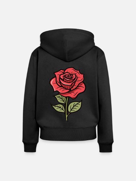 Rose Liebe Blume - Frauen Premium Bio Zip Hoodie - Schwarz