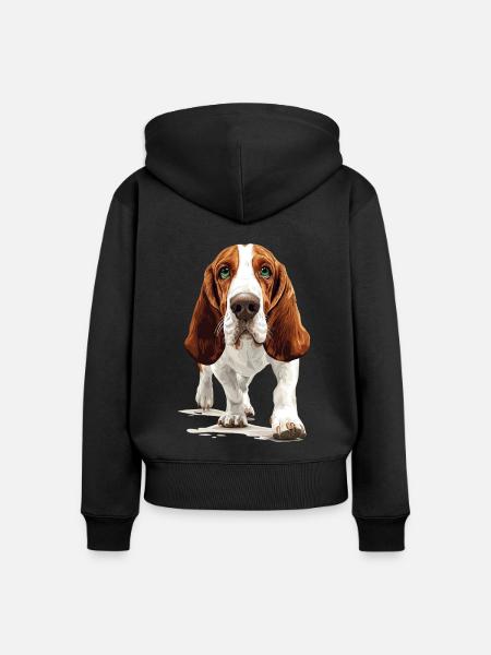 Basset - Frauen Premium Bio Zip Hoodie - Schwarz
