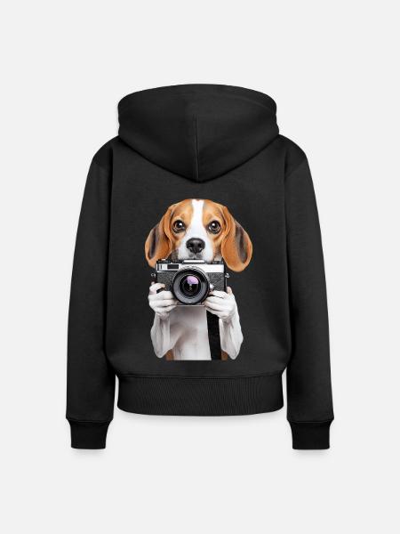 Beagle - Frauen Premium Bio Zip Hoodie - Schwarz