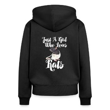 Rat Womens - Juste une fille qui aime les rats - Sweat à capuche zippé Premium bio Femme - noir - Dos - Julia (174cm)