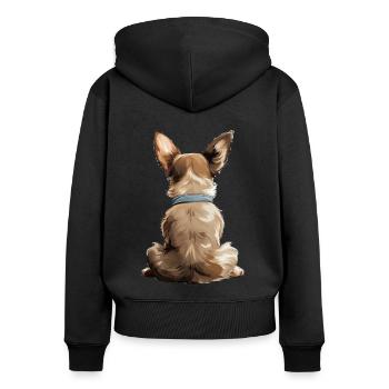 Chihuahua - Sweat à capuche zippé Premium bio Femme - noir - Dos - Julia (174cm)