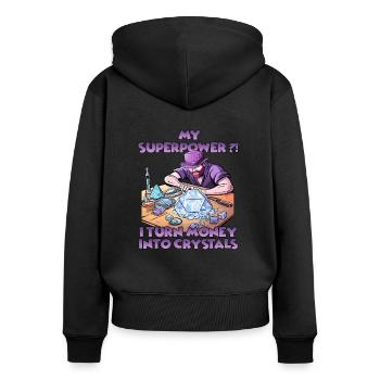 Spaßige Kristallmanufaktur Kristalle Züchten - Frauen Premium Bio Zip Hoodie - Schwarz - Hinten - Julia (174cm)