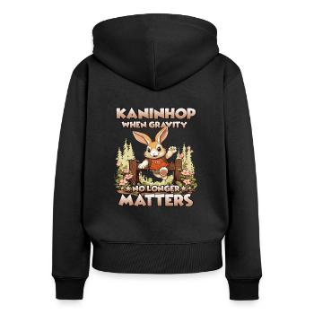 JumpingJoy Train with joy Kaninhop - Women's Premium Organic Zip Hoodie - black - Back - Julia (174cm)