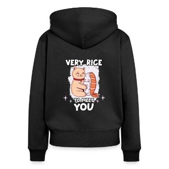 drôle Japon sushi Kpop Wasabi Nigiri sushi - Sweat à capuche zippé Premium bio Femme - noir - Dos - Julia (174cm)