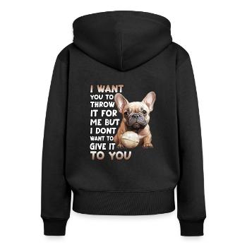 Frenchie Dog Lover Bouledogue français - Sweat à capuche zippé Premium bio Femme - noir - Dos - Julia (174cm)