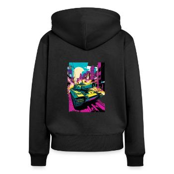 Tank Pop Art Style Comic Tank Léopard - Sweat à capuche zippé Premium bio Femme - noir - Dos - Julia (174cm)