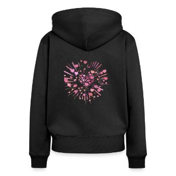 supernova2 pink hearts - Women's Premium Organic Zip Hoodie - black - Back - Julia (174cm)