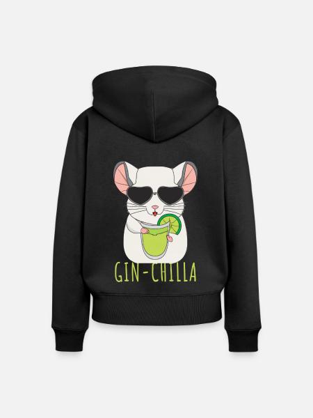 Gin- Chinchilla Gin - Frauen Premium Bio Zip Hoodie - Schwarz