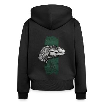 Antike Eleganz: Die Majestät des Velociraptors - Frauen Premium Bio Zip Hoodie - Schwarz - Hinten - Julia (174cm)
