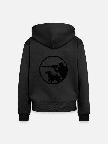 Hunter-Logo - Frauen Premium Bio Zip Hoodie - Schwarz