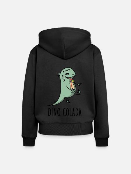 Dino mit Cocktail - Frauen Premium Bio Zip Hoodie -