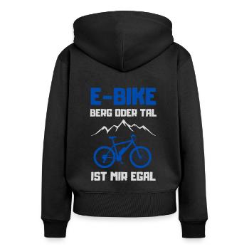 E-Bike Berg oder Tal ist mir Egal Geschenk - Frauen Premium Bio Zip Hoodie - Schwarz - Hinten - Julia (174cm)