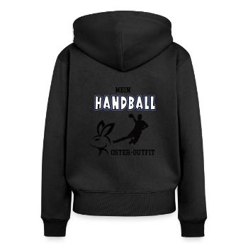 Handball Spieler Ostern Handballer Oster Geschenk - Frauen Premium Bio Zip Hoodie - Schwarz - Hinten - Julia (174cm)