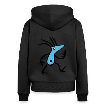 Créature bleue abstraite - Sweat à capuche zippé Premium bio Femme - noir - Dos - Julia (174cm)